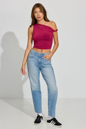 Blue Women Garage Vintage Straight Jeans | A-6210548