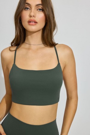 Dark Green Women Garage Micro With Strappy Back Bra | A-4950721